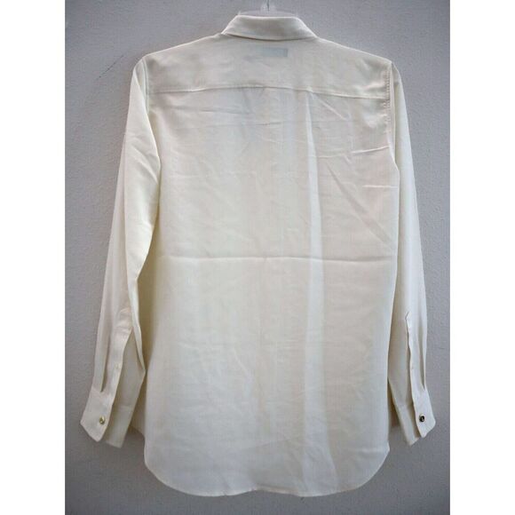 Lauren Ralph Lauren Women Sz S Winter Cream/Beige L/S Crepe Button-Up Shirt - Picture 2 of 10